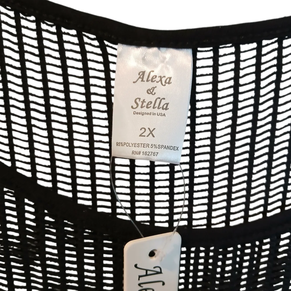 NEW Alexa And Stella Black Sheer Knit Mesh Cover Up Sixe 2X